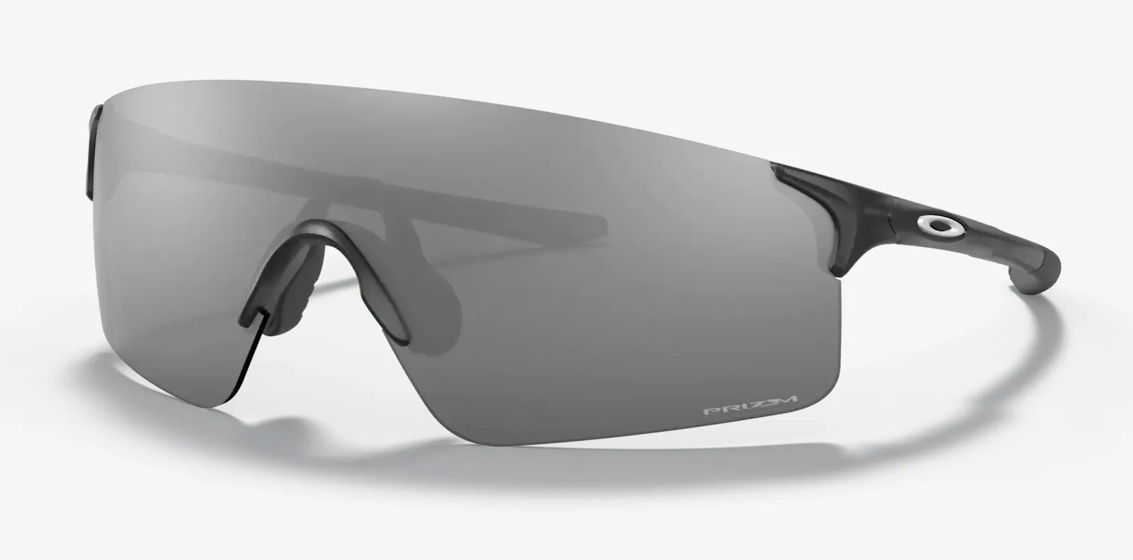 Wraparound sunglasses with a single dark visor lens and a black frame.
